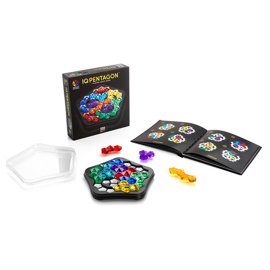 Smart Games - IQ Deluxe - Pentagon, joc de logica cu 120 de provocari, 14+ ani, editie internationala