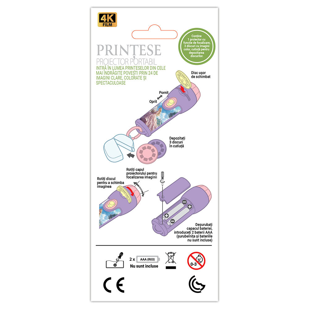PRINTESE - Proiector portabil pentru copii, 24 imagini clare, colorate si spectaculoase