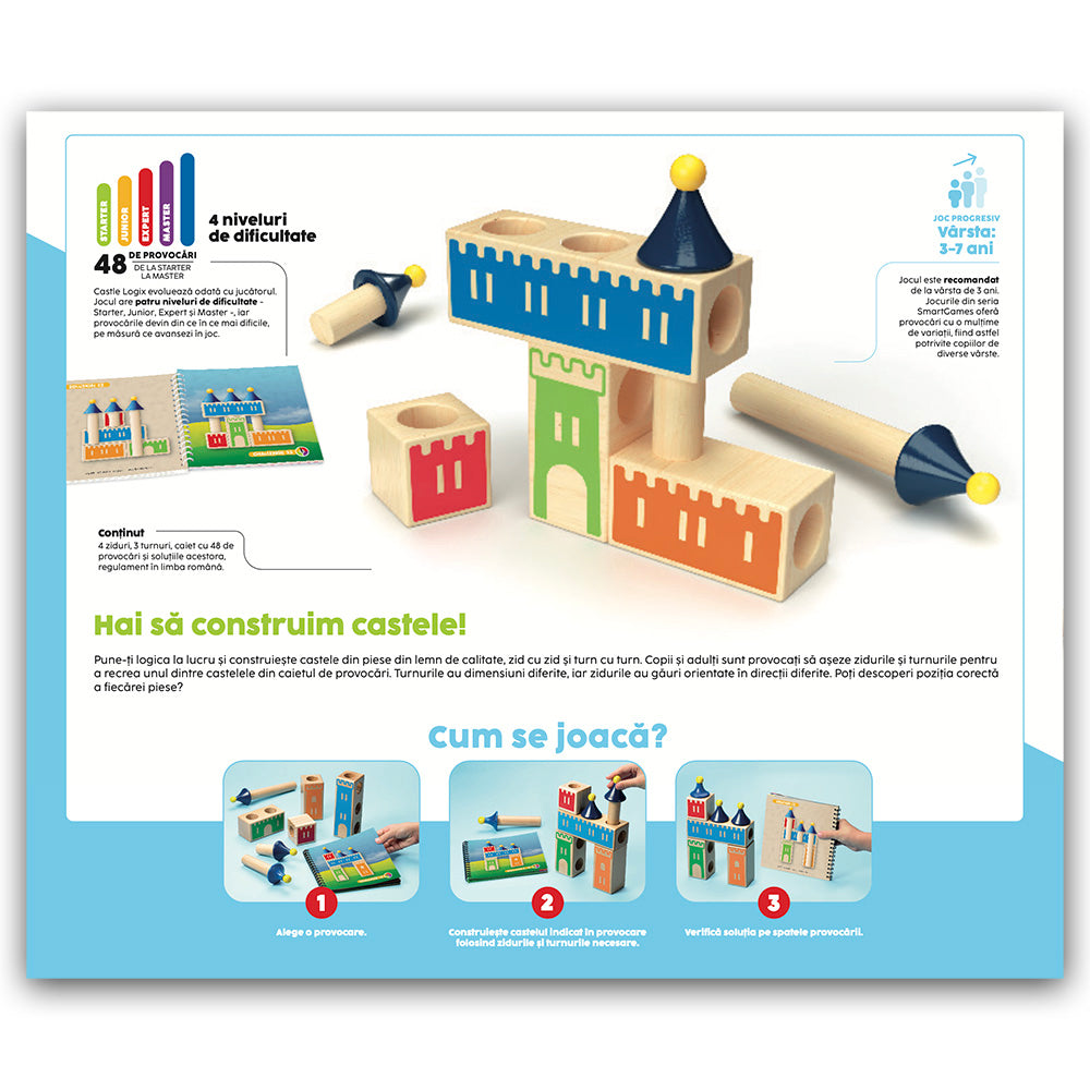 Smart Games - Castle Logix, joc de logica cu 48 de provocari, 3+ ani, editie lb. romana