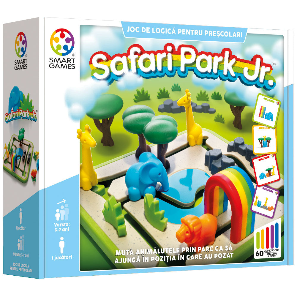 Smart Games - Safari Park Jr., joc de logica cu 60 de provocari, 3+ ani, editie lb. Romana