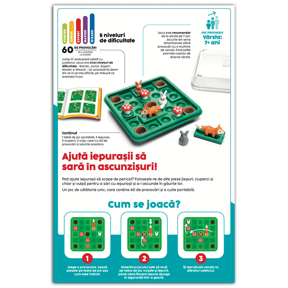 Smart Games - Jump'In, joc de logica cu 60 de provocari, 7+ ani, editie lb. Romana