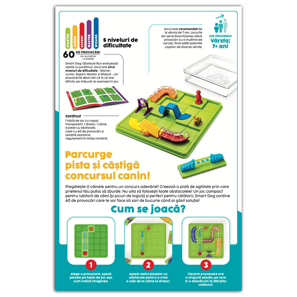 Smart Games - Smart Dog, joc de logica cu 60 de provocari, 7+ ani, editie lb. Romana