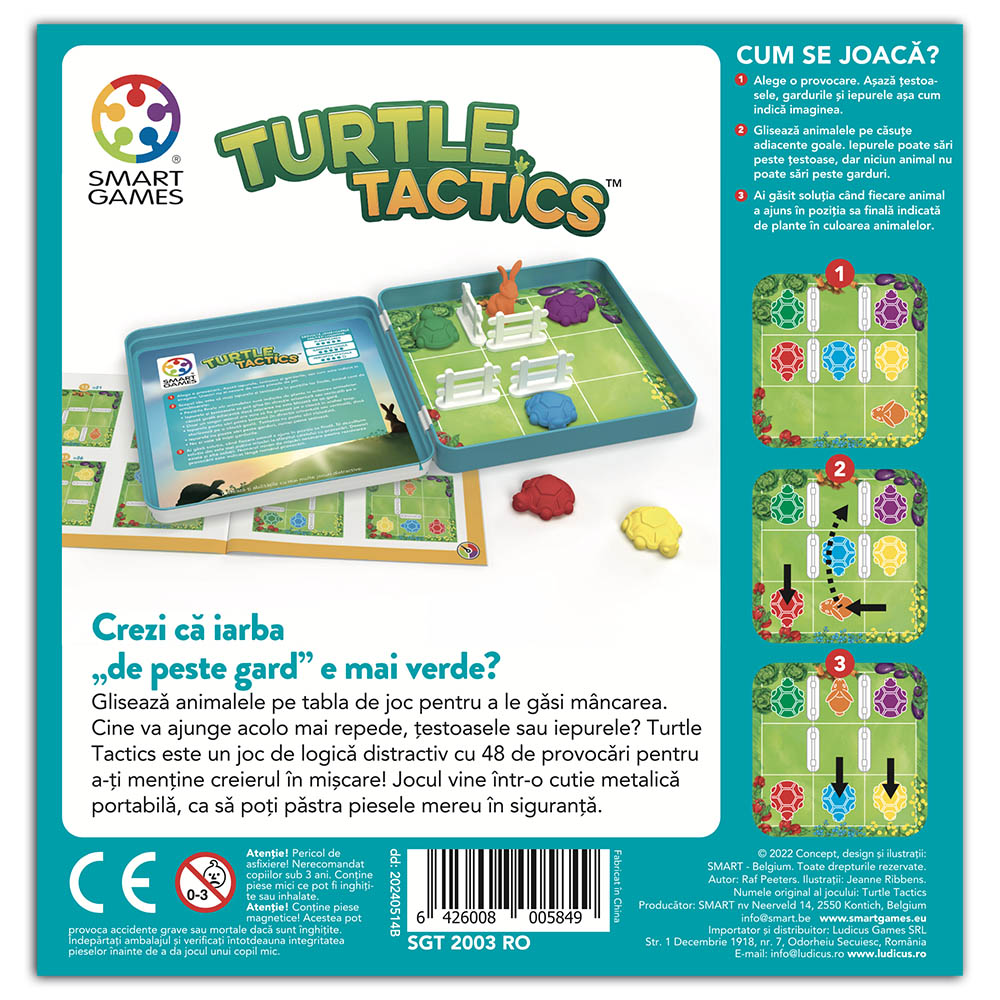 Smart Games - Turtle Tactics, joc de logica cu 48 de provocari, 5+ ani, editie lb. Romana