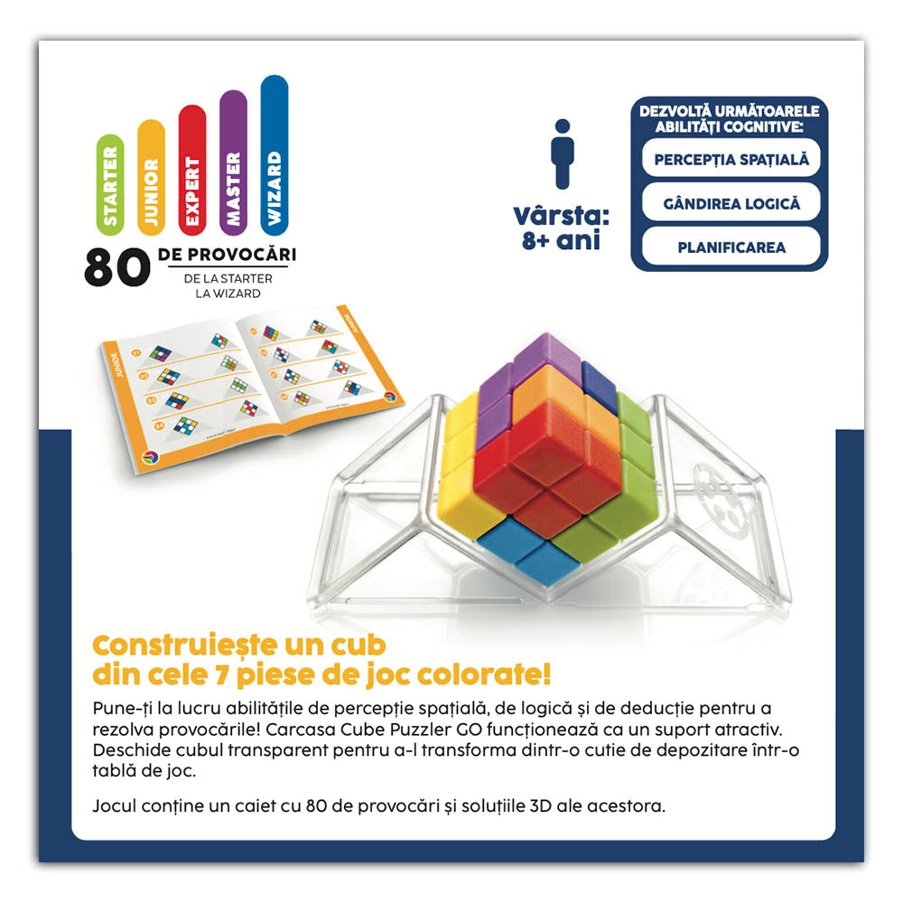 Smart Games - Cube Puzzler Go, joc de logica cu 80 de provocari, 8+ ani, editie lb. Romana