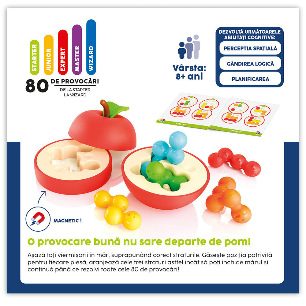 Smart Games - Apple Puzzler, joc de logica cu 80 de provocari, 8+ ani, editie lb. Romana