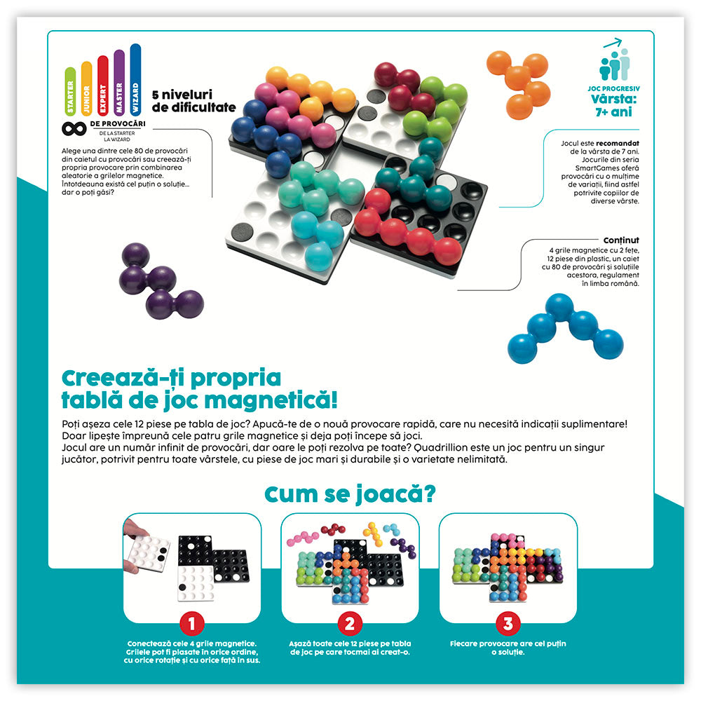 Smart Games - Quadrillion, joc de logica cu 60 de provocari, 7+ ani, editie lb. Romana