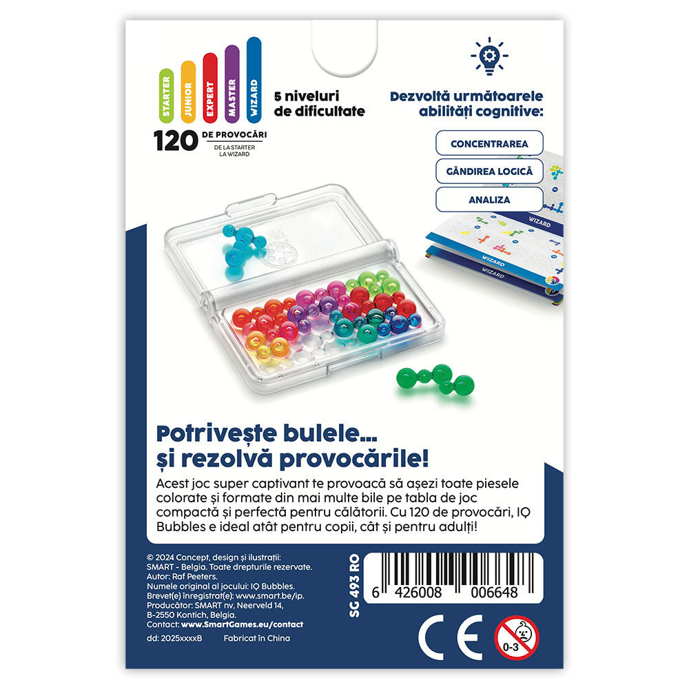 Smart Games - IQ Bubbles, joc de logica cu 120 de provocari, 7+ ani, editie lb. Romana