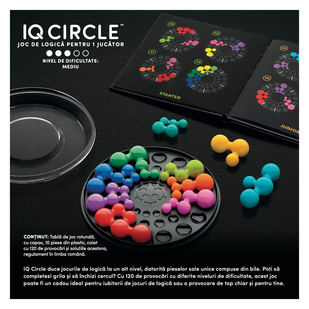 Smart Games - IQ Deluxe - Circle, joc de logica cu 120 de provocari, 14+ ani, editie lb. Romana