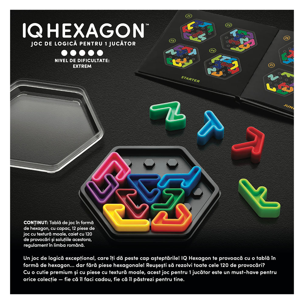 Smart Games - IQ Deluxe - Hexagon, joc de logica cu 120 de provocari, 14+ ani, editie lb. Romana
