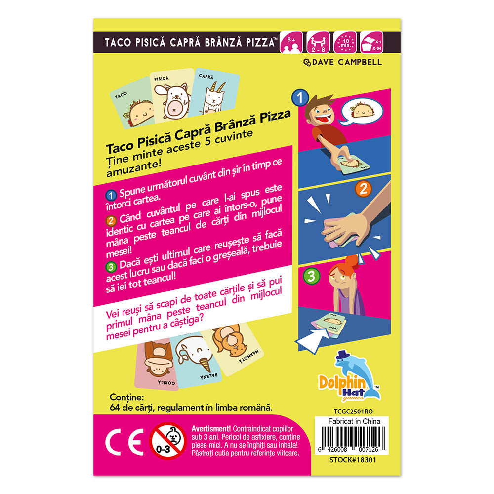 Taco Pisica Capra Branza Pizza, joc de petrecere, lb. romana