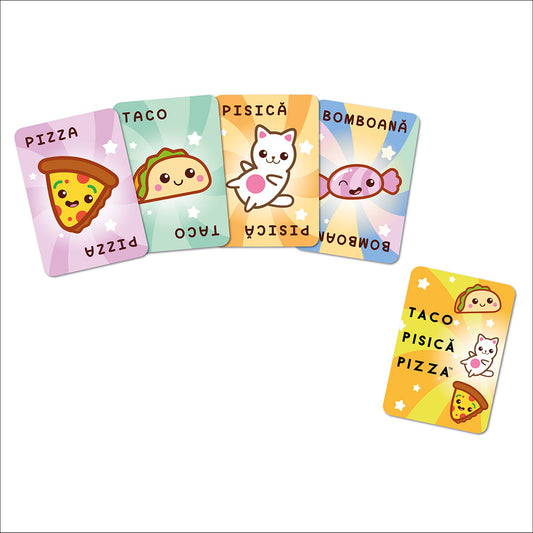 Taco Pisica Pizza, joc de carti distractiv pentru copii, lb. romana