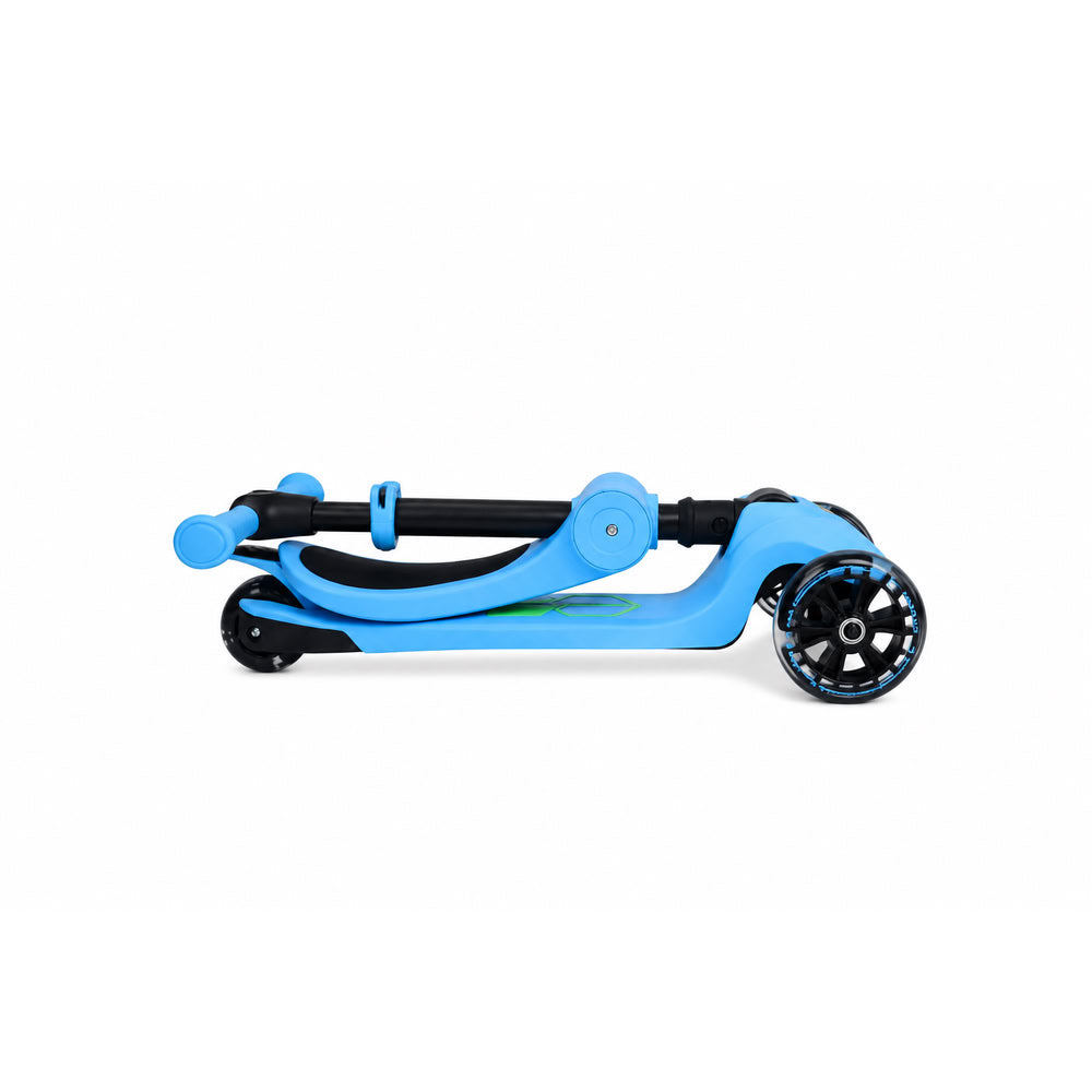 Trotineta copii pliabila, albastru, Lamborghini Kick'n'Roll L5 2in1, cu 3 roti luminoase, ghidon reglabil, scaun retractabil, 3+ ani, suport maxim 50kg, suport maxim 20 kg scaun