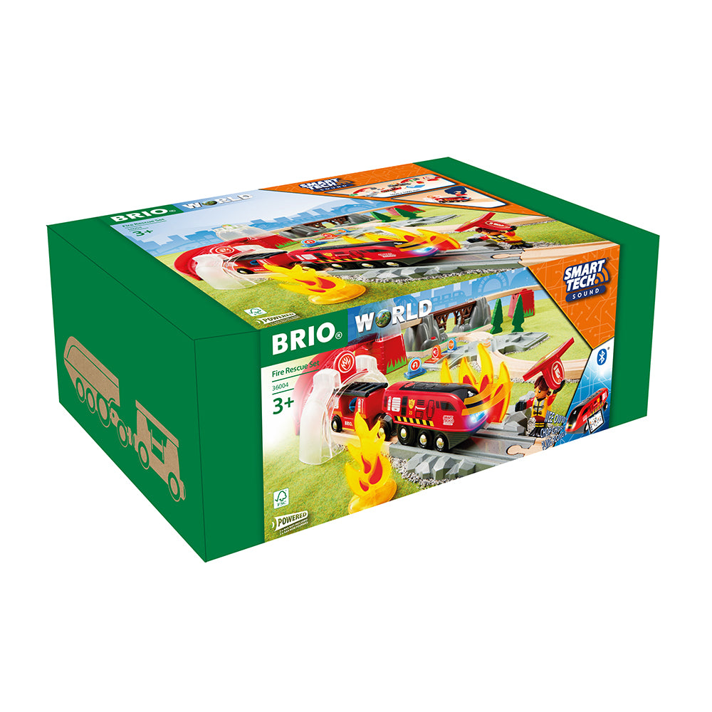 Set interactiv, trenulet pompieri, cu sunete BRIO, 3+ ani