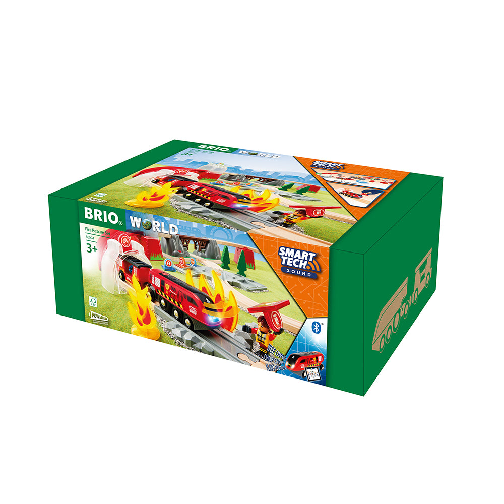 Set interactiv, trenulet pompieri, cu sunete BRIO, 3+ ani