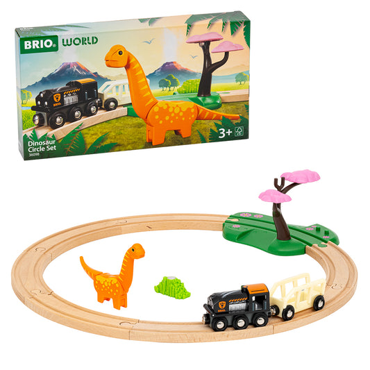 Set trenulet cu traseu de sine, aventura dinozaurilor BRIO, 3+ ani