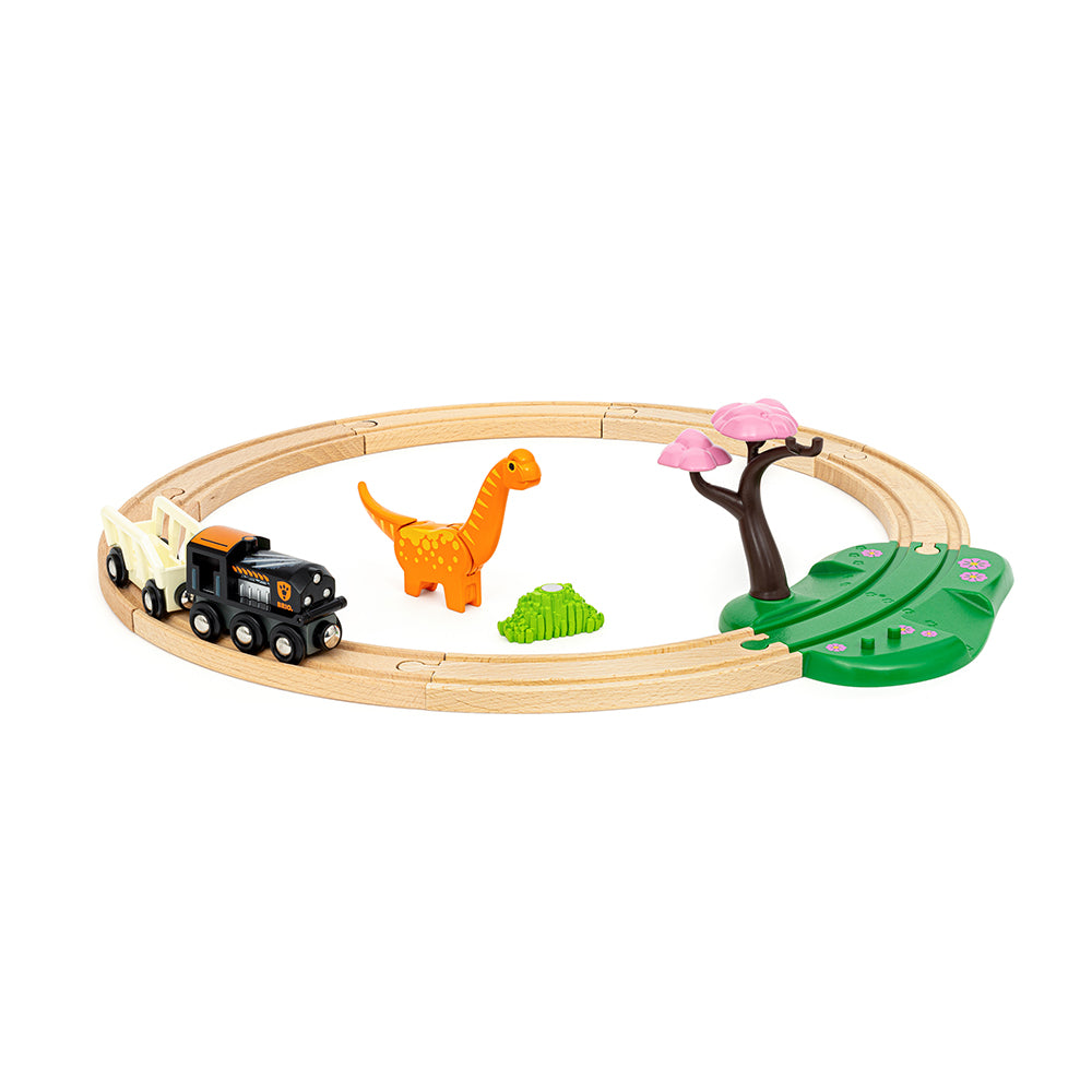 Set trenulet cu traseu de sine, aventura dinozaurilor BRIO, 3+ ani