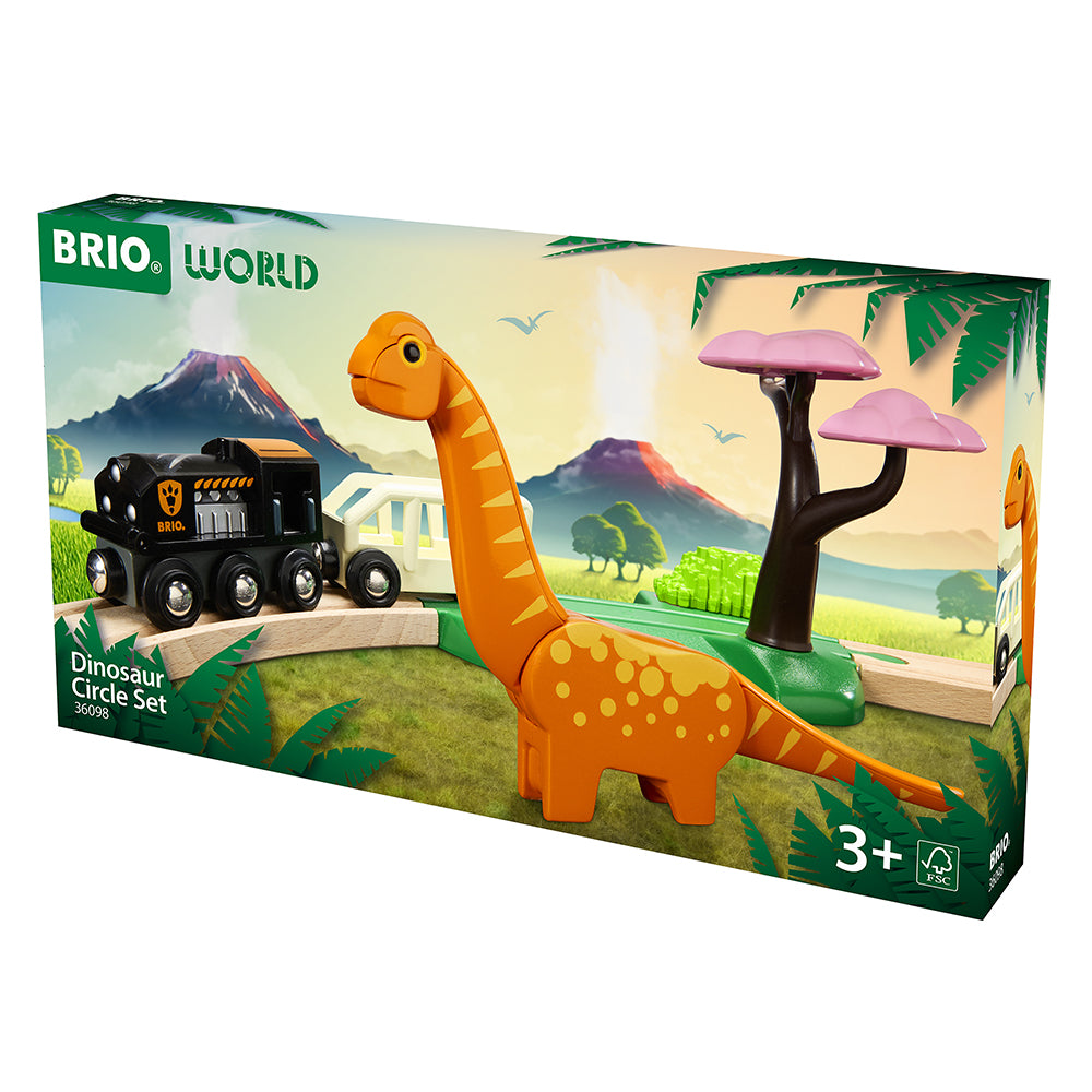 Set trenulet cu traseu de sine, aventura dinozaurilor BRIO, 3+ ani