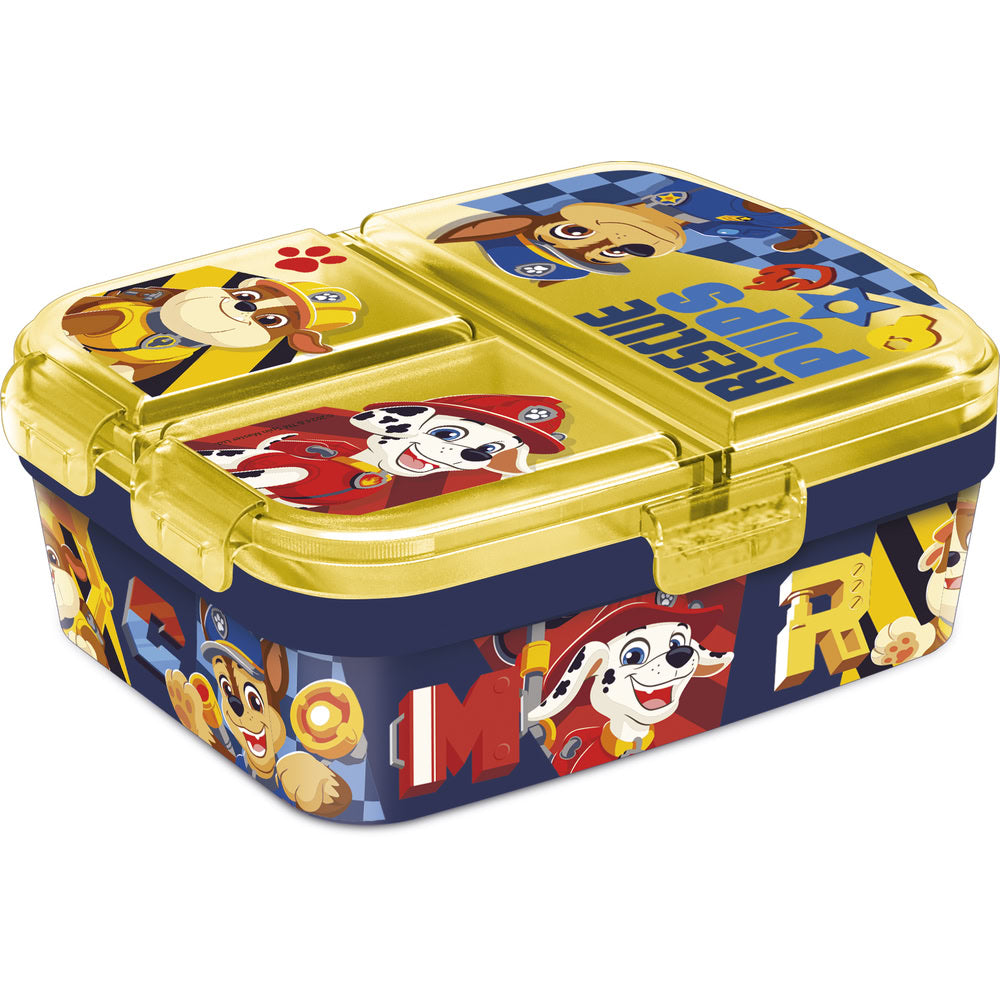 Cutie alimentara sandwich pentru copii, din plastic, multicompartimente, capac cu sistem de blocare, licenta Patrula Catelusilor, Boy Rescue Pups, 18 x 15 x 6,5 cm, galben - STOR