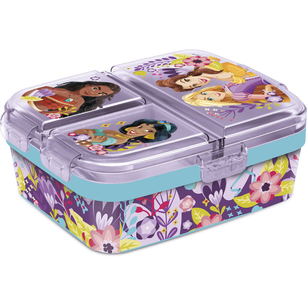 Cutie alimentara sandwich pentru copii, din plastic, multicompartimente, capac cu sistem de blocare, licenta Printese Disney, 18 x 15 x 6,5 cm, mov - STOR