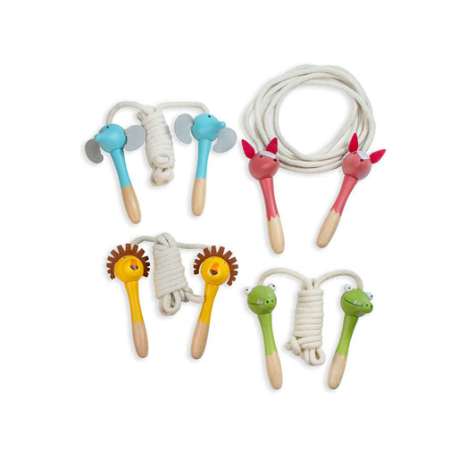 Coarda de sarit Cayro +/-215 cm, manere din lemn cu diverse animale, display cu 8 bucati