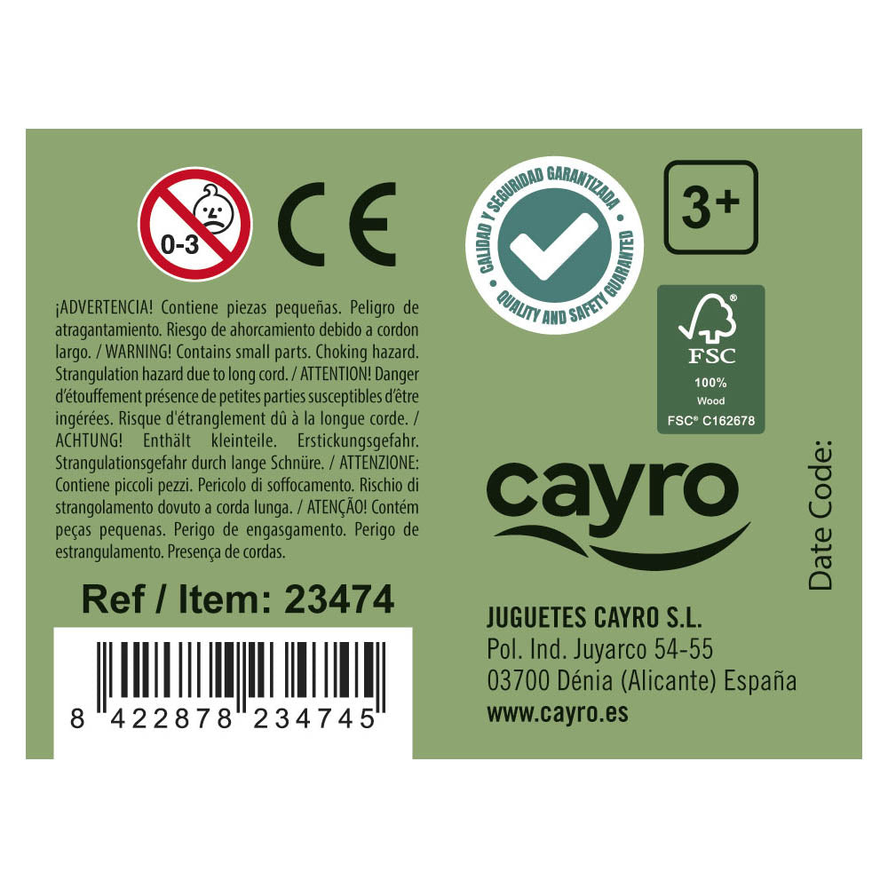 Coarda de sarit Cayro +/-215 cm, manere din lemn cu diverse animale, display cu 8 bucati