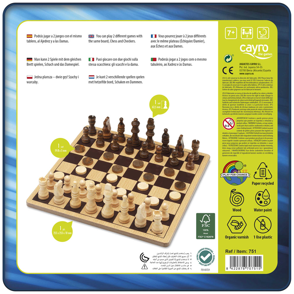 Joc Sah si Dame in cutie metalica, Cayro