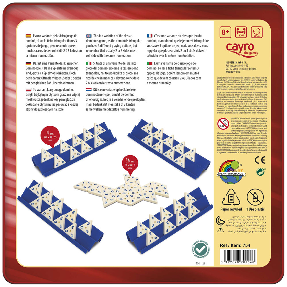 Imagine Joc Domino triunghiular in cutie metalica, Cayro