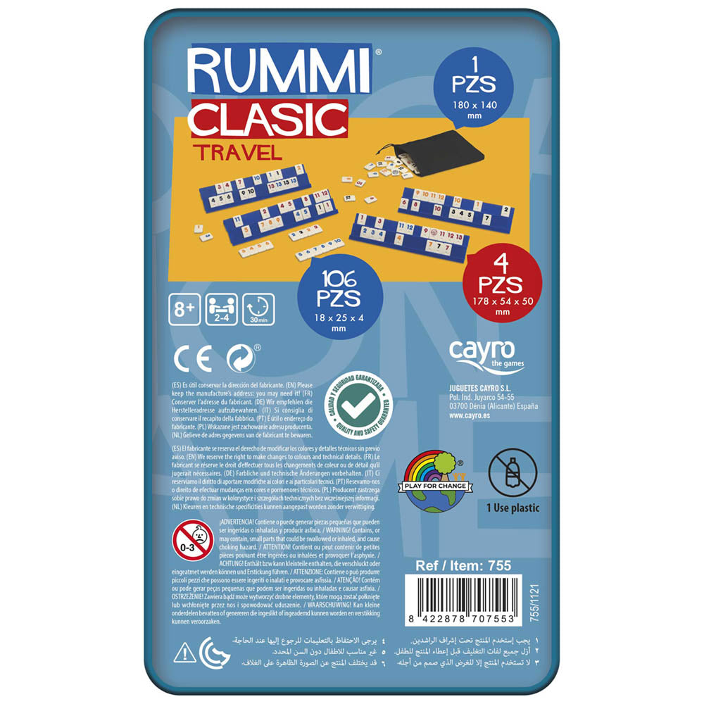 Imagine Joc Rummy travel Cayro, remi clasic in cutie metalica pt. calatorii