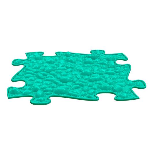 Covoras ortopedic senzorial Muffik Pebbles Soft, textura moale cu efect de pietricele pentru masaj plantar si stimulare tactila, turcoaz, 29.79 x 29.79 cm, 1+ ani