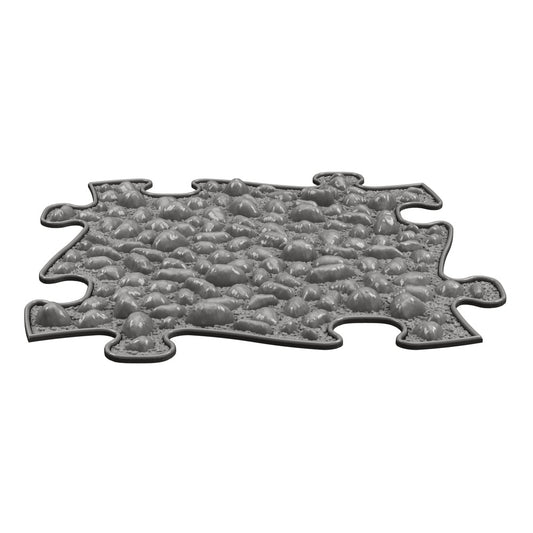 Covoras ortopedic senzorial Muffik Pebbles Firm, textura tare cu efect de pietricele pentru masaj plantar si stimulare tactila, gri grafit, 29.79 x 29.79 cm, 1+ ani