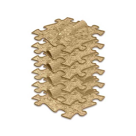 Set covorase ortopedice senzoriale Muffik Snake, pentru stimulare tactila, echilibru si dezvoltare motrica, bej, 6 piese, 29.79 x 29.79 cm, 1+ ani