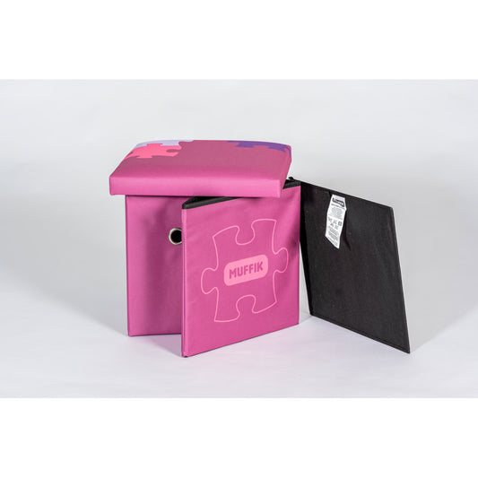 Cutie de depozitare roz, pentru organizarea covoraselor si accesoriilor senzoriale ortopedice Muffik, roz, 35 x 35 x 35 cm