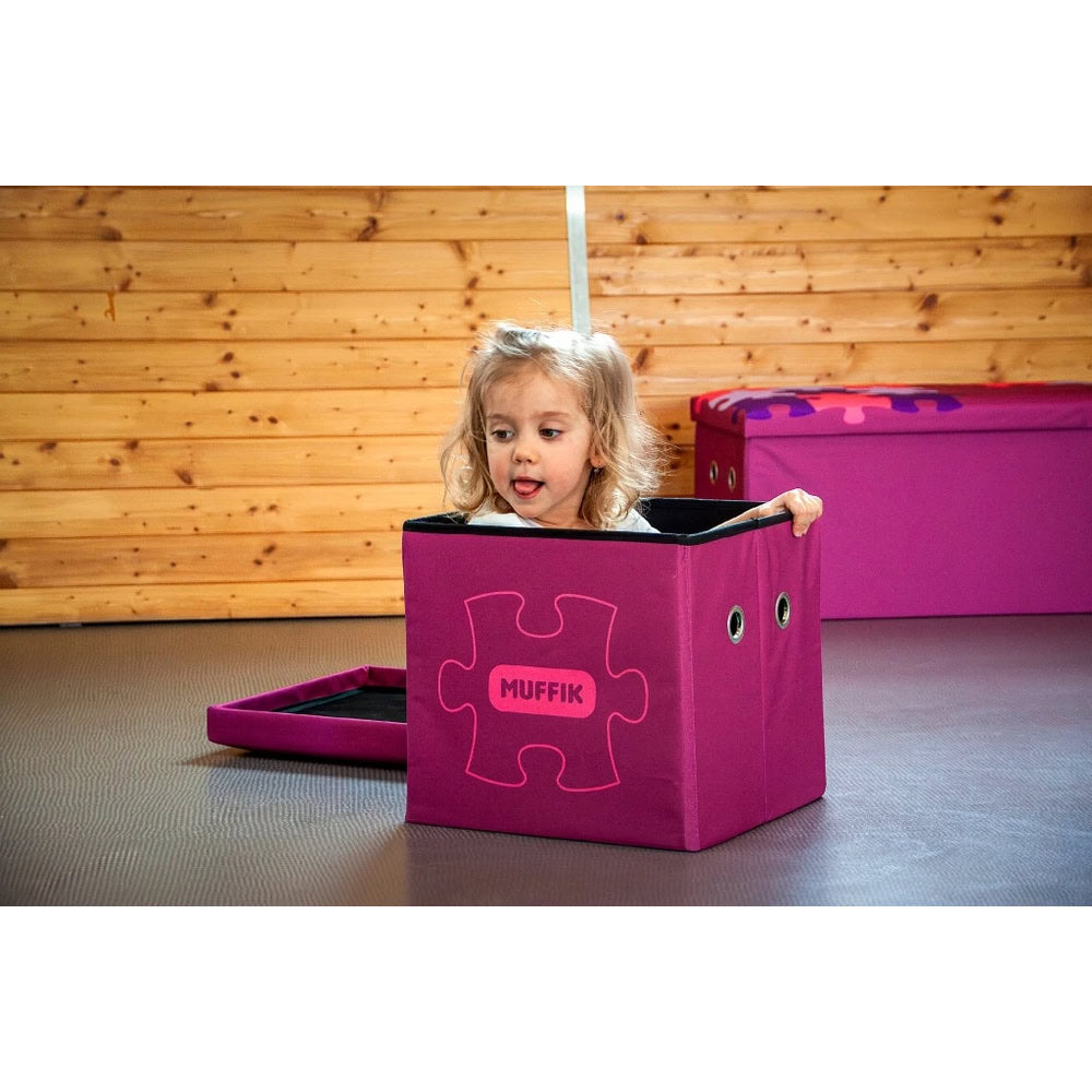 Cutie de depozitare roz, pentru organizarea covoraselor si accesoriilor senzoriale ortopedice Muffik, roz, 35 x 35 x 35 cm