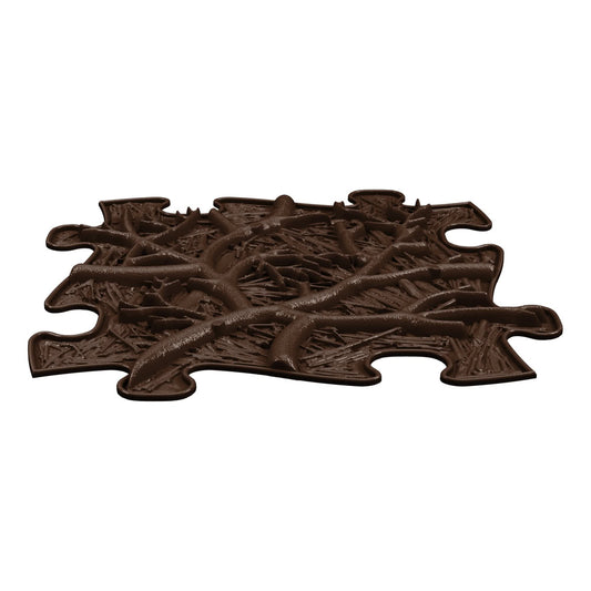 Covoras ortopedic senzorial Muffik Roots Soft, textura moale pentru masaj plantar si stimulare tactila, maro, 29.79 x 29.79 cm, 1+ ani