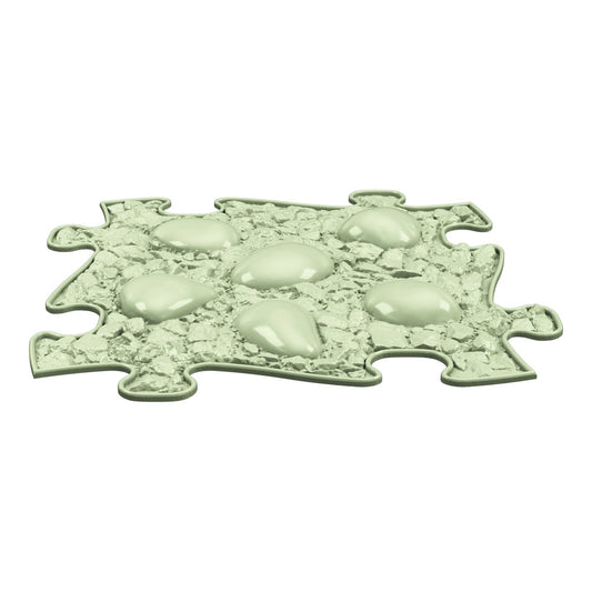 Covoras ortopedic senzorial Muffik Dino Eggs Soft, textura moale pentru masaj plantar si echilibru, verde pastel, 29.79 x 29.79 cm, 1+ ani