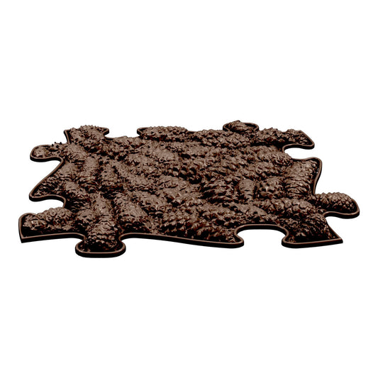Covoras ortopedic senzorial Muffik Forest Firm, textura tare pentru masaj plantar si stimulare tactila, maro, 29.79 x 29.79 cm, 1+ ani
