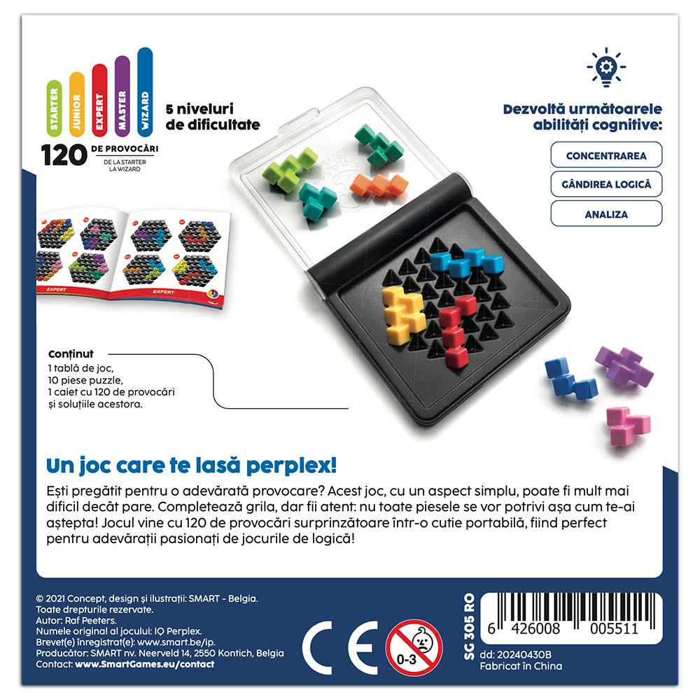 Smart Games - IQ Perplex, joc de logica cu 120 de provocari, 12+ ani, editie lb. Romana