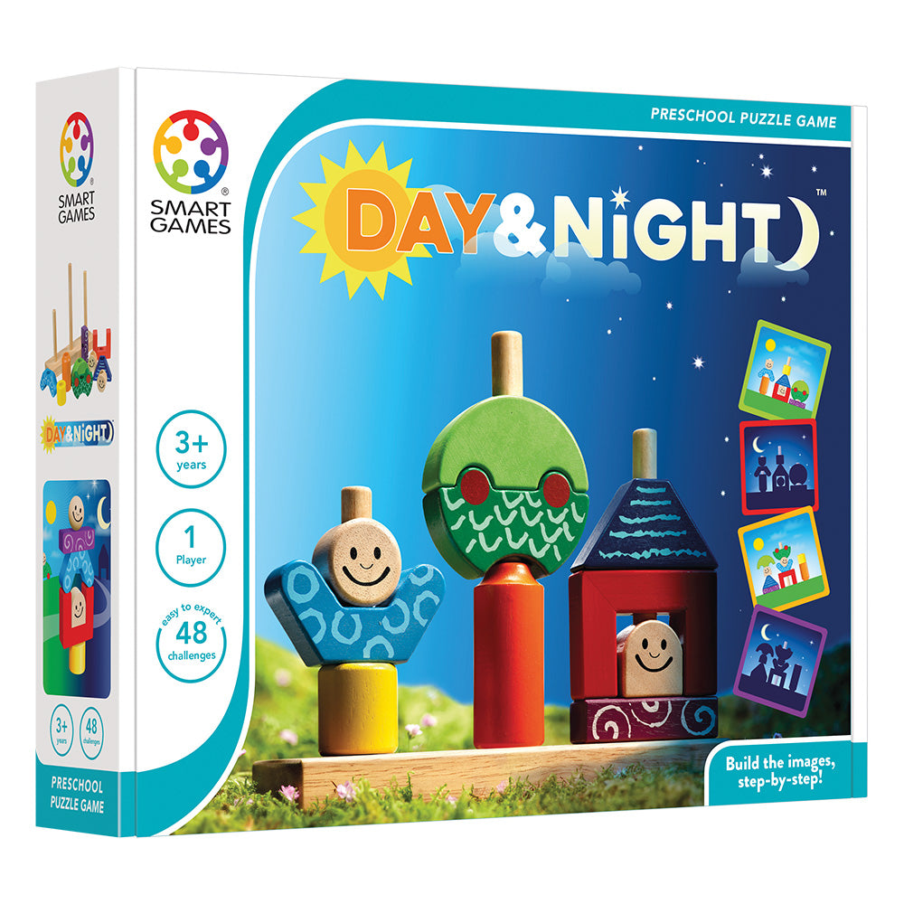 Smart Games - Day & Night, joc de logica cu 48 de provocari, 2+ ani, editie internationala