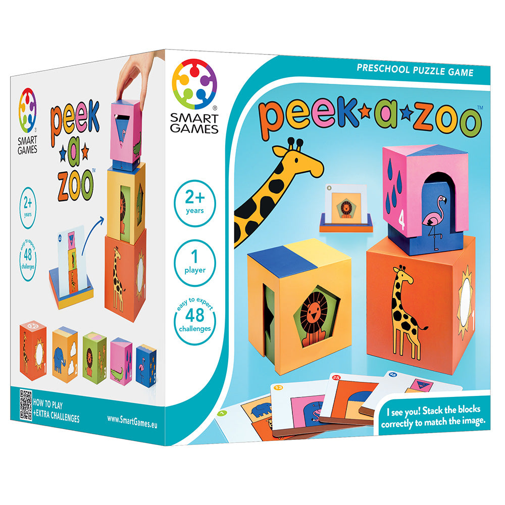 Smart Games - Peek - a - Zoo, joc de logica cu 48 de provocari, 2+ ani, editie internationala