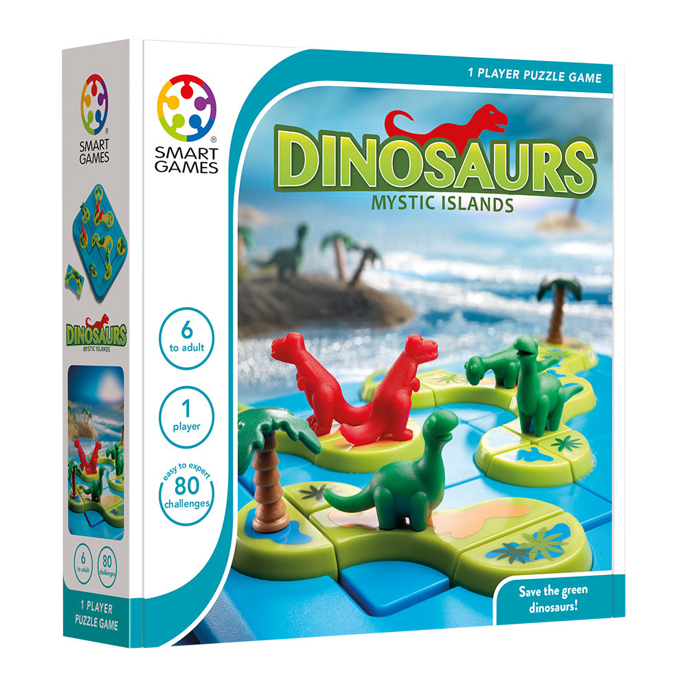 Smart Games - Dinosaurs Mystic Islands, joc de logica cu 80 de provocari, 6+ ani, editie internationala