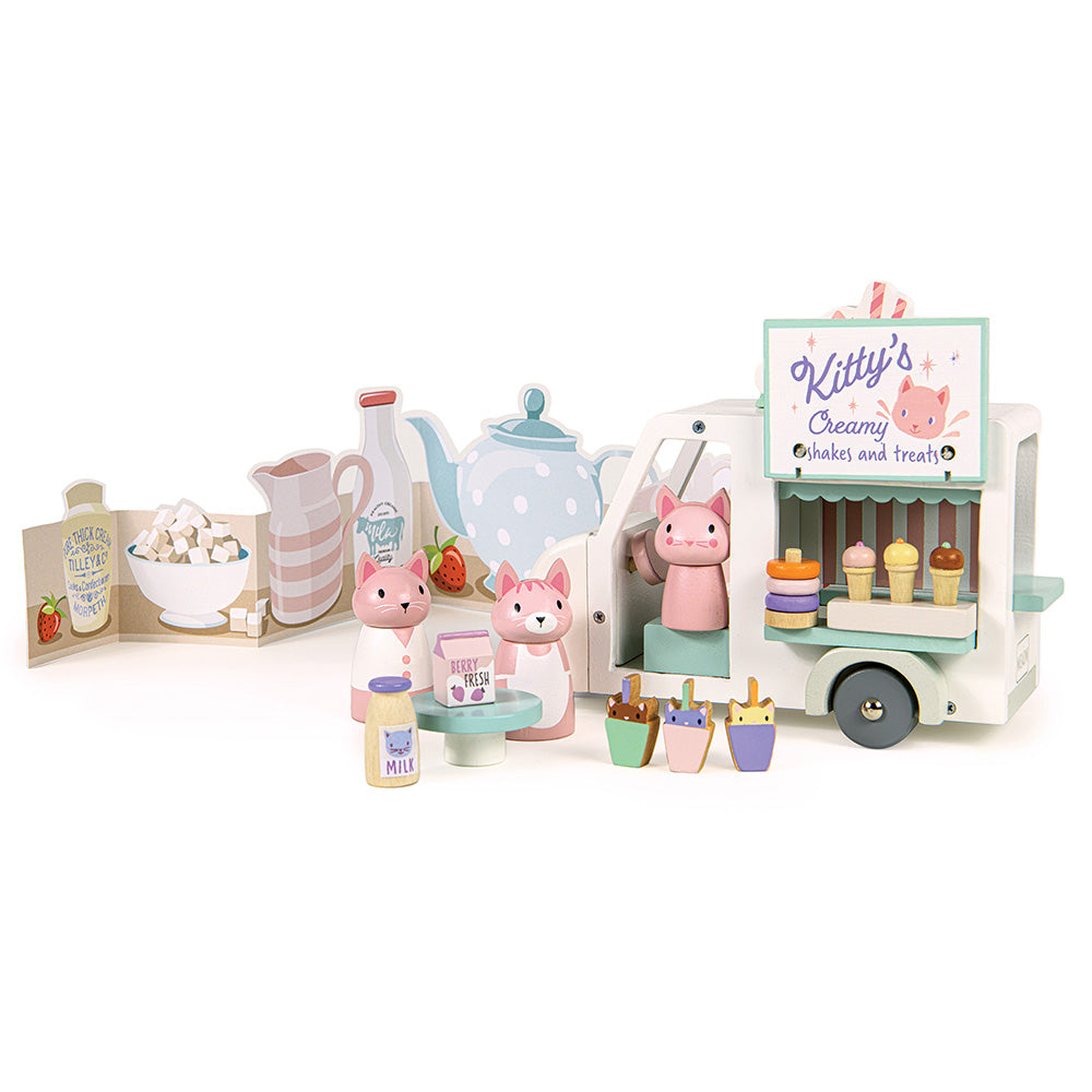 Furgoneta cu milkshake-uri a lui Kitty, din lemn premium - Kitty's Milkshake Van - TL8377