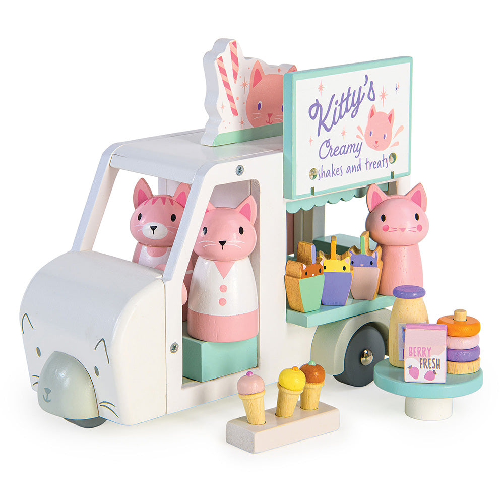 Furgoneta cu milkshake-uri a lui Kitty, din lemn premium - Kitty's Milkshake Van - TL8377