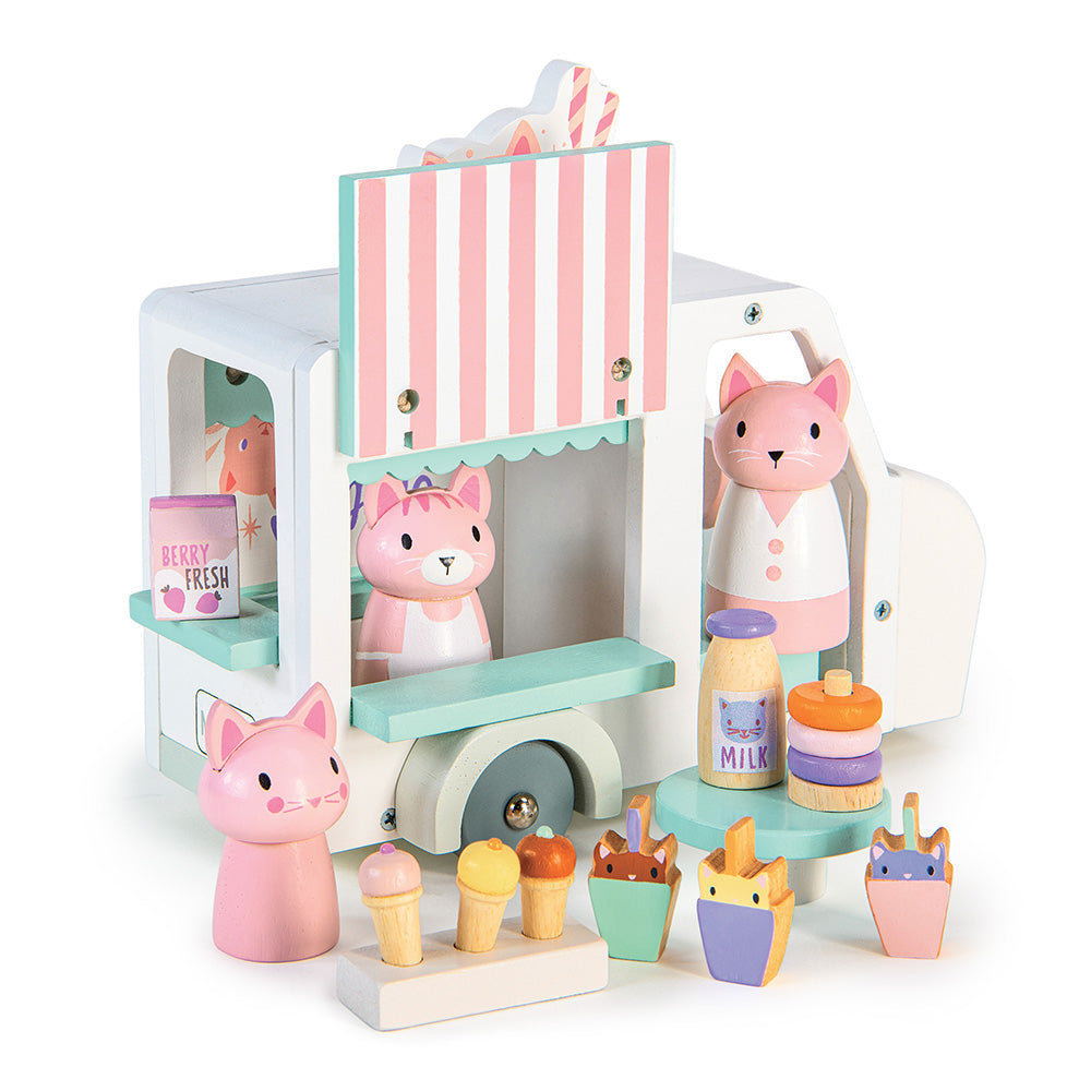 Furgoneta cu milkshake-uri a lui Kitty, din lemn premium - Kitty's Milkshake Van - TL8377