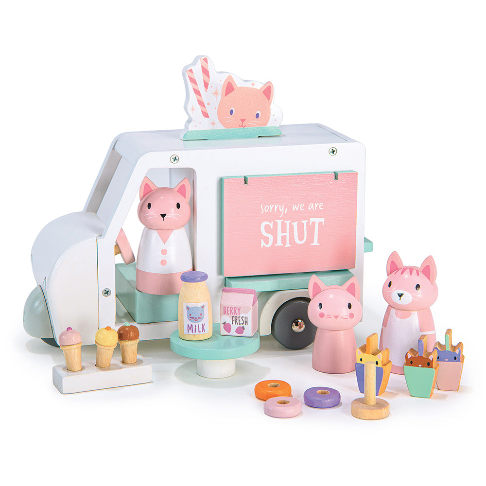 Furgoneta cu milkshake-uri a lui Kitty, din lemn premium - Kitty's Milkshake Van - TL8377