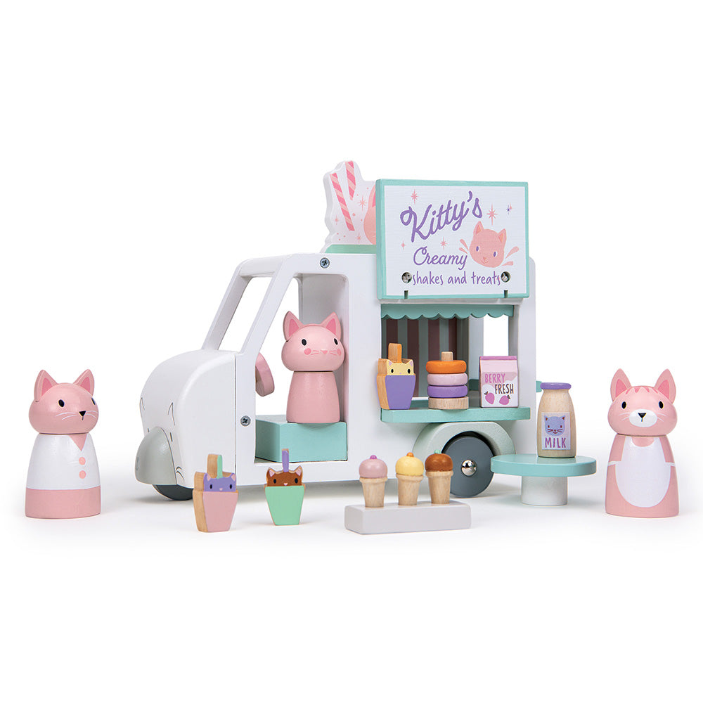 Furgoneta cu milkshake-uri a lui Kitty, din lemn premium - Kitty's Milkshake Van - TL8377