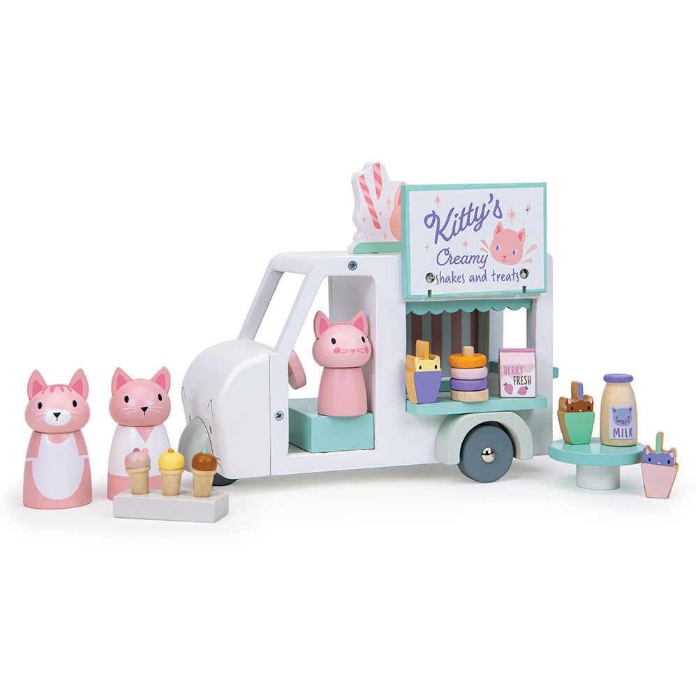 Furgoneta cu milkshake-uri a lui Kitty, din lemn premium - Kitty's Milkshake Van - TL8377