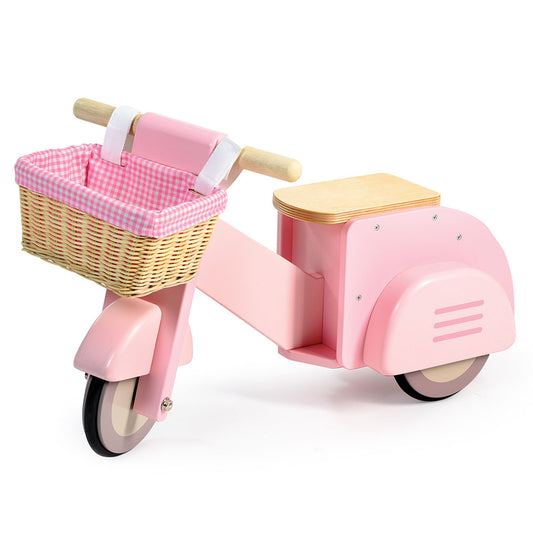 Scuter cu cos, din lemn premium - Scooter With Basket - TL8594
