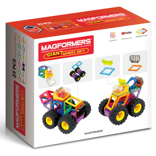Joc magnetic de constructie Magformers Giant Wheels - Monster Truck, 23 piese