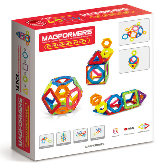 Joc magnetic de constructie Magformers Challenger Set - Extra Provocari, 14 piese