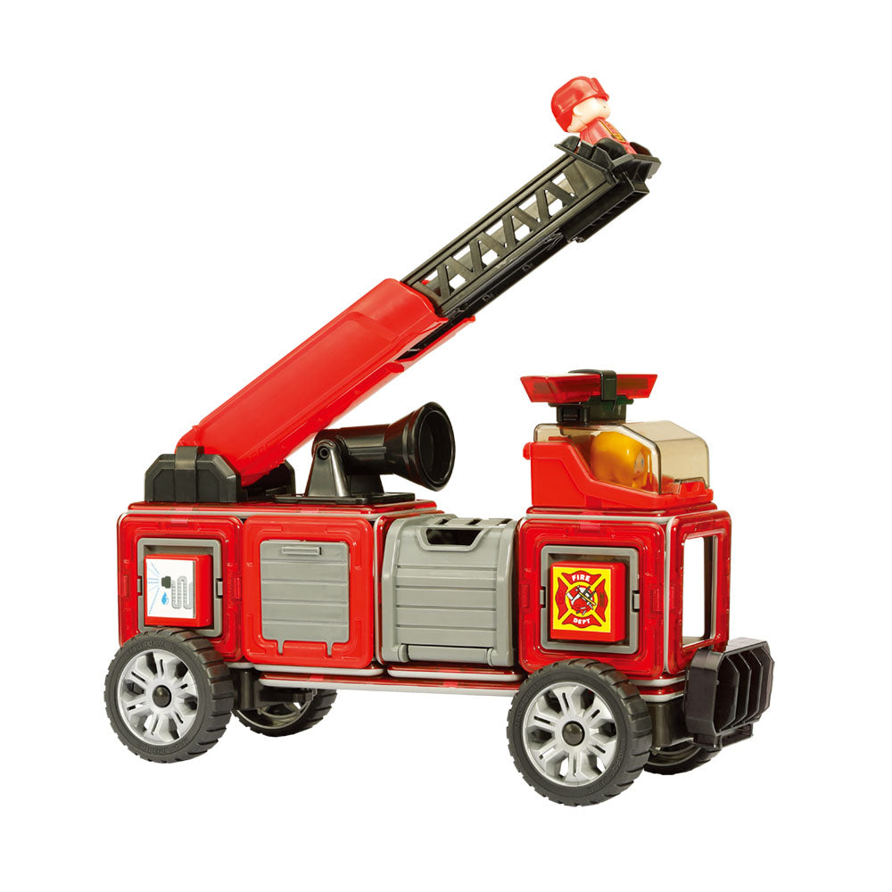 Joc magnetic de construcție Magformers Amazing Rescue Set - Statia de Pompieri, 50 piese